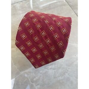 Christian Dior Paris Red Diamond Geometric Silk Tie Made‎ In France 3.5"